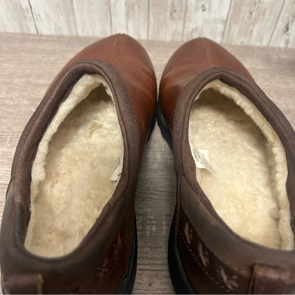 L.L. Bean Brown Leather Loafers Slip-Ons Shearling Lined 6 - Picture 5 of 7
